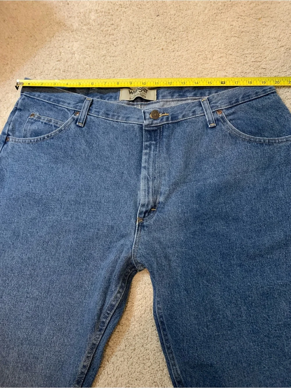 Wrangler Authentic Men's 40x28 Regular Fit Blue Denim Jeans